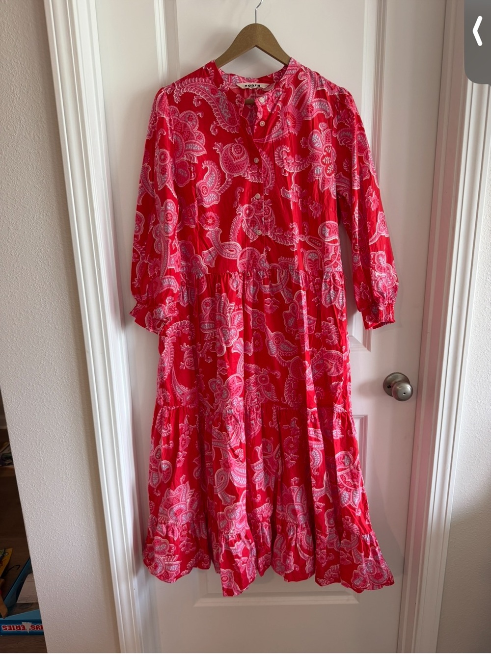 Boden- Red Cary Cotton Midi Dress - Picture 4 of 16